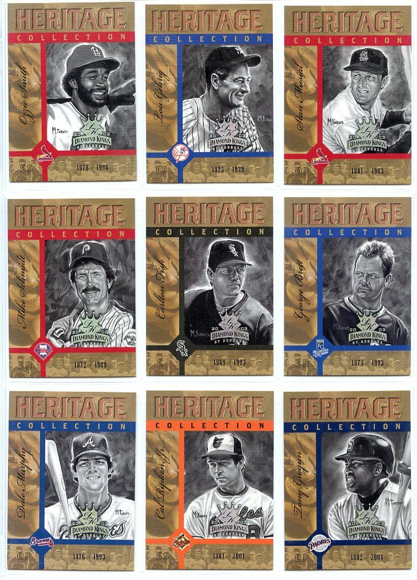 2003 Diamond Kings Heritage Collection Baseball Complete Insert Set (25) Image 1