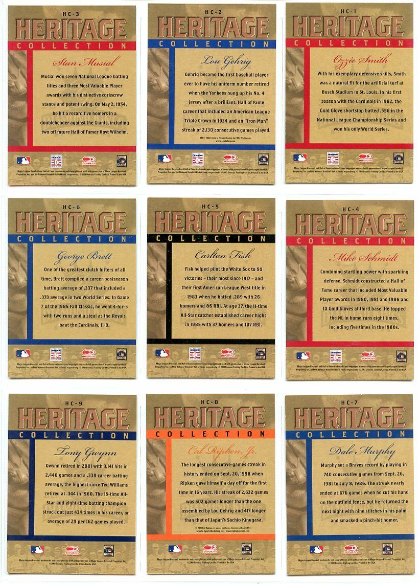 2003 Diamond Kings Heritage Collection Baseball Complete Insert Set (25) Image 2