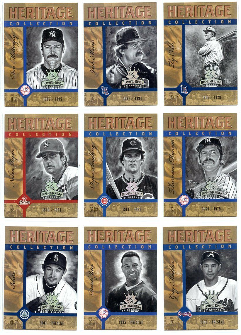 2003 Diamond Kings Heritage Collection Baseball Complete Insert Set (25) Image 3