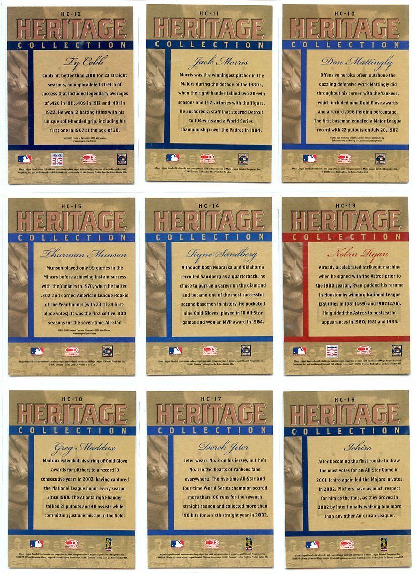 2003 Diamond Kings Heritage Collection Baseball Complete Insert Set (25) Image 4