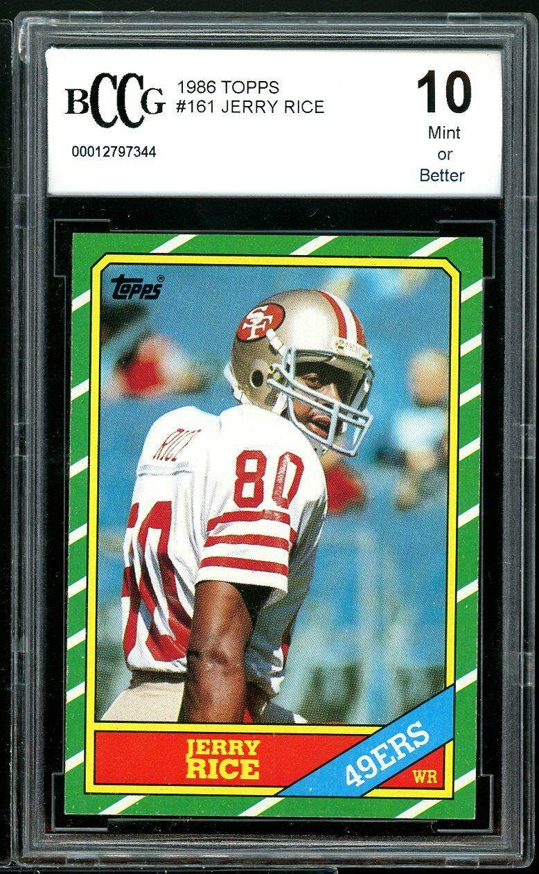 1986 Topps #161 Jerry Rice Rookie Card BGS BCCG 10 Mint+ Image 1