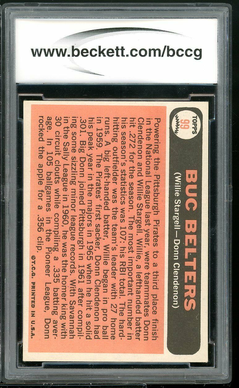 1966 Topps Buc Belters #99 Willie Stargell/Clendenon Card BGS BCCG 8 Excellent+ Image 2