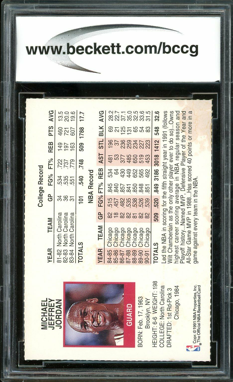 1991-92 Hoops Team Night Sheets #4A Chicago Bulls Card BGS BCCG 8 Excellent+ Image 2