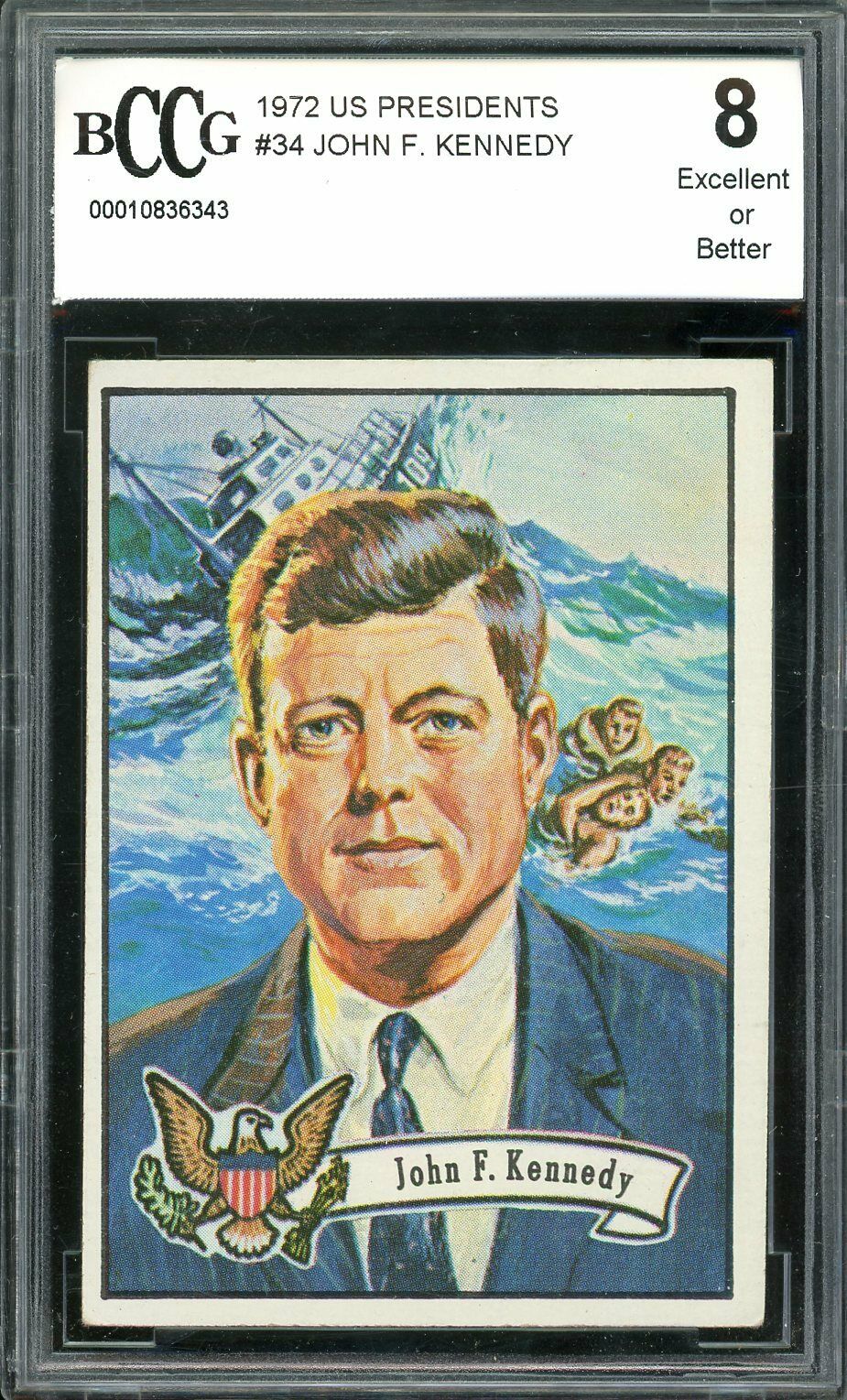 1972 US Presidents #34 John Kennedy Card BGS BCCG 8 Excellent+ Image 1