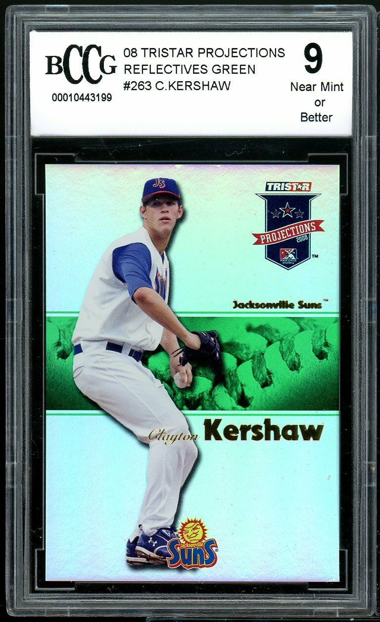 2008 Tristar Projections Reflectives Green #263 Clayton Kershaw rc BGS BCCG 9 NM Image 1